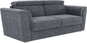 Kanapa 3-osobowa rozkładana typu express z tkaniny teksturowanej antracytowej szarości - Powierzchnia spania na szerokich listwach 140 cm - Materac 14 cm - RIZORA