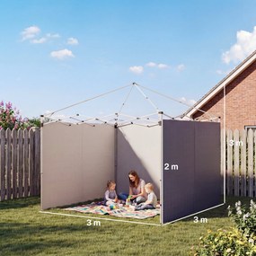 Outsunny 3-częściowy zestaw bocznych ścian z zamknięciem na suwak do pawilonu 3x3 m, ciemnoniebieski | Aosom PL