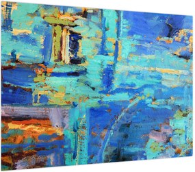 Obraz na szkle - Abstrakcyjny obraz olejny (70x50 cm)