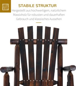 Outsunny Fotel Bujany Ogrodowy z Podłokietnikami Lite Drewno Ciemnobrązowy Wygodny i Stylowy 97x69x93cm | Aosom PL