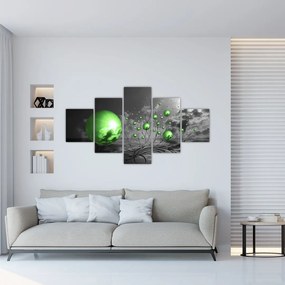 Obraz zielonych abstrakcyjnych kul (125x70 cm)