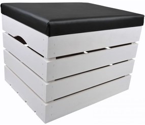Pufa kufer skrzynia drewniana sosnowa siedzisko 50cm malowana biała
