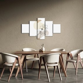 Obraz - Beżowe kwiaty z motylem N⁰3 (125x70 cm)