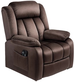 HOMCOM Fotel relaksacyjny z funkcją pomocy przy wstawaniu masażem i podgrzewaniem lędźwi piloty kieszenie brązowy | Aosom PL