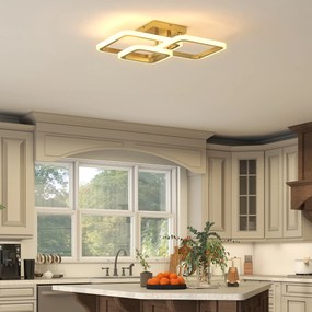 HOMCOM Lampa sufitowa LED 40W 4300LM 3500K/4500K/6000K Lampa sufitowa 3-ringowa, 48 x 46 x 13 cm, złoty