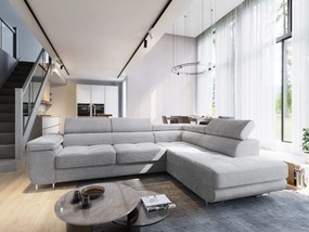 Masseno Narożnik APIRO z funkcją spania i pojemnikiem na pościel Narozniki L, Rozkładana sofa - Jasnoszary, POSO 55