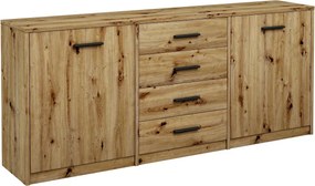Długa komoda z szufladami i drzwiczkami dąb artisan H3-E59