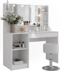 Stół do toalety biały/biały wysoki połysk 119.8x50.1x76 sherry