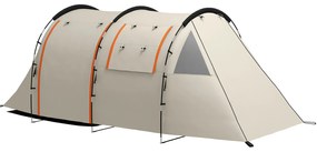 Outsunny Namiot kempingowy dla 4-5 osób, z przyciemnianymi oknami, wodoodporny, 180W x 460D x 230S cm, khaki/pomarańczowy