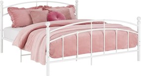 Białe metalowe łóżko z zagłówkiem 160x200 cm M8-W91