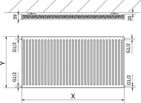 Mexen C11 grzejnik płytowy 600 x 1200 mm, podłączenie boczne, 1120 W, biały - W411-060-120-00