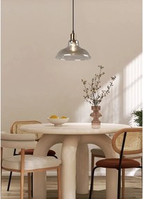 Metalowa lampa wisząca w kolorze mosiądzu ze szklanym kloszem ø 28 cm Aldo – Reality