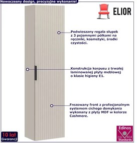 Beżowy frezowany ścienny regał łazienkowy - Edar 4X