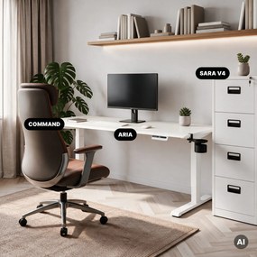 Biurko elektryczne z regulacją wysokości ergonomiczne białe,1600x800 mm: ARIA