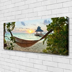Fotoobraz na płótnie Relaks w Hamaku na Plaży