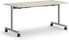 Mobilny stół MATCH, 160x80 cm, szara podstawa, dąb naturalny