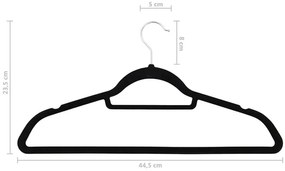 Komplet 50szt. antypoślizgowych czarnych wieszaków G6-P89