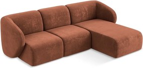Narożnik z tkaniny szenilowej (prawostronny/z szezlongiem) w kolorze terakoty Lani – Makamii