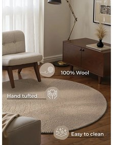 Beżowy wełniany okrągły dywan tkany ręcznie ø 150 cm Eleni Light Beige – Hanse Home
