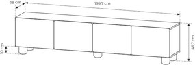 Szafka RTV Arlo 200 cm czterodrzwiowa - dąb vicenza
