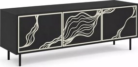Szafka RTV Gambia 161 cm – nowoczesna, glamour, 3 drzwi, metalowe nóżki
