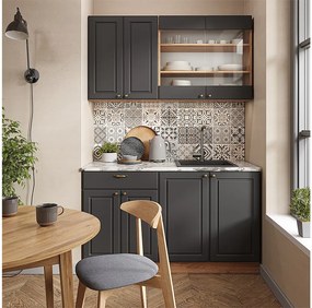 Pojedyncza kuchnia anthracite country house/gold kraft oak 140x60x81.6 fame-line