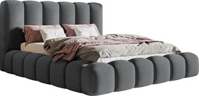 Łóżko tapicerowane 180x200 Madeno - gruba pianka, pojemnik, stelaż metalowy - welur, ciemny szary (Amor Velvet 4321)