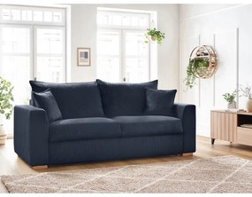 Ciemnoniebieska sztruksowa rozkładana sofa 225 cm Augustin – Bobochic Paris