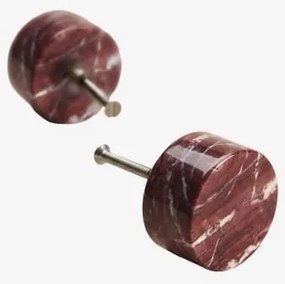 Zestaw 2 Uchwytów Z Naturalnego Kamienia I Stali Nierdzewnej Jareia Czerwony Marmur Cherry Gold - Sklum
