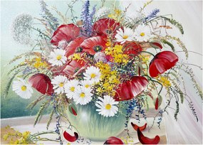 Obraz na szkle wazonu z dzikimi kwiatami (70x50 cm)