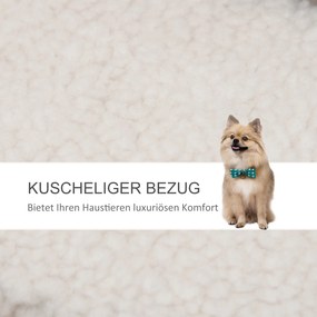 Drabinka dla Zwierząt z Piłeczką i Drapakiem PawHut, 4-stopniowa, Pluszowa i Trwała, Biała, Idealna dla Małych i Starszych Zwierząt, 60x40x64 cm