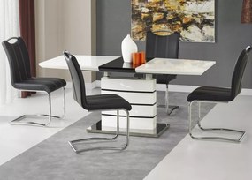 Stół rozkładany prostokątny Nobile 140–180 cm MDF lakierowany biało czarny glamour nowoczesny do jadalni