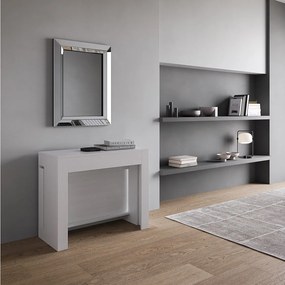 Konsola rozkładana 90x42/302 cm Evolve Frassino biała wewnętrzne przedłużenia