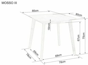 Stół jadalny z blatem w dekorze dębu MOSSO III 80x80