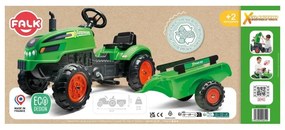 Falk traktorek x tractor zielony z przyczepką klakson od 2 lat