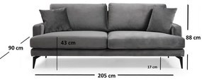 Szara sofa 205 cm Papira – Balcab Home