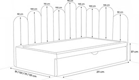 Łóżko dziecięco-młodzieżowe MIRA z dodatkową powierzchnią spania - 120x200