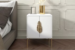 Biała szafka nocna Skandica MERLIN ze złotymi dodatkami