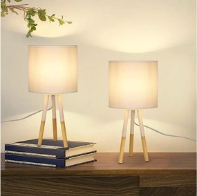 NETTLIFE Zestaw 2 lamp stołowych Nowoczesna lampka nocna biała E27 Metal Design Gabinet