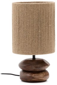 Lampa stołowa z litego drewna akacjowego w ciemnym naturalnym kolorze (wysokość 43 cm) Kor – Kave Home