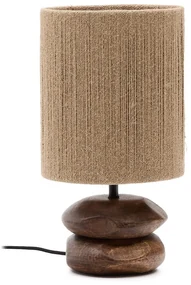 Lampa stołowa z litego drewna akacjowego w ciemnym naturalnym kolorze (wysokość 43 cm) Kor – Kave Home