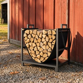 Outsunny Stojak na drewno 47,5 x 33 x 44cm podwyższony regał na drewno z płócienną torbą do 50 kg do wnętrz i na zewnątrz | Aosom PL