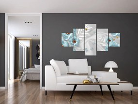 Obraz - 3D niebieskie kwiaty (125x70 cm)