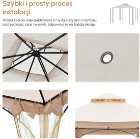 Altana ogrodowa 3x3m podwójny daszek imprezowy pawilon namiot okolicznościowy łatwy montaż biały czarny | Aosom PL