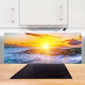 Panel Szklany Ognisty Zachód nad Morzem