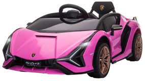 HOMCOM Elektryczny samochód dla dzieci, Lamborghini, 3-5 km/h, Pilot, dla dzieci 3-5 lat, Różowy