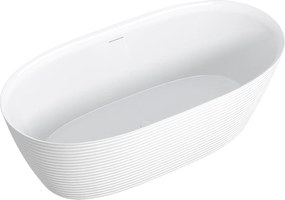 Prążkowana wolnostojąca wanna akrylowa - 242 L - 160 x 78 x 59 cm - Biała - ZAFIRO