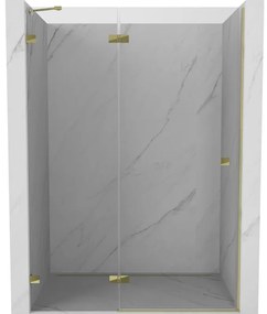 Mexen Lunar drzwi prysznicowe uchylne lewe 130 cm, transparent, złote - 834-130-000-50-00-L