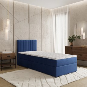 Masseno Łóżko Kontynentalne BRESEL z pojemnikiem na pościel - Niebieski - KRONOS 09 / 100x200 cm