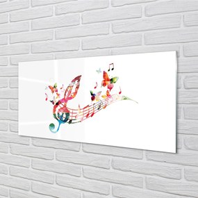 Szklany Panel Kolorowe Nuty i Motyle